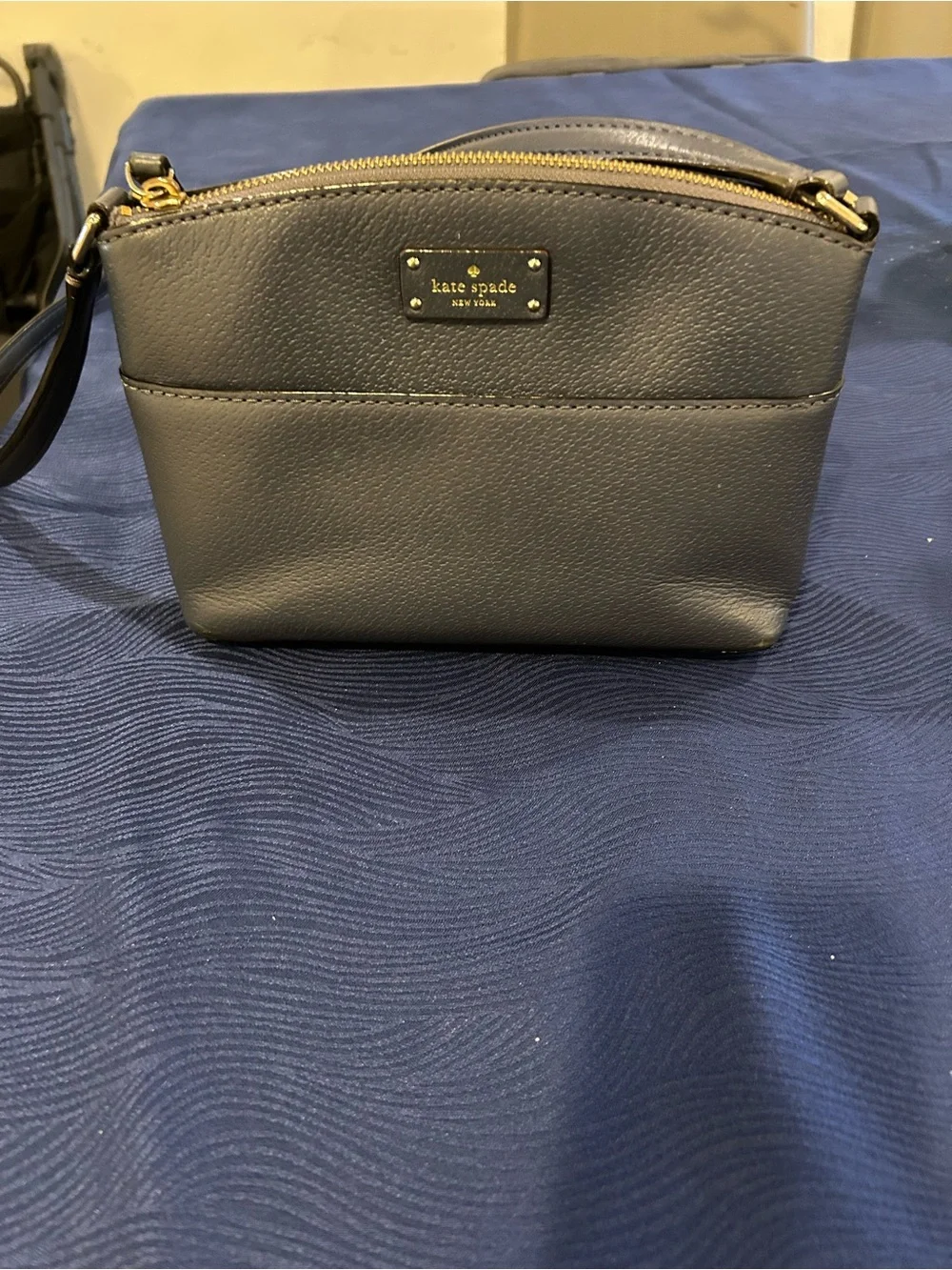kate spade navy pebble leather crossbody bag with gold hardware